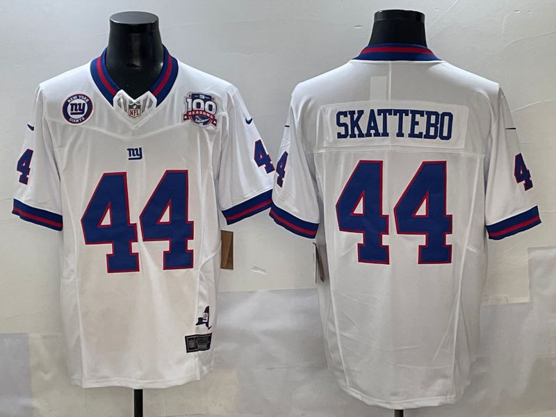Men 2025 Nike New York Giants #44 Skattebo white Throwback 3th generation Limited NFL Jersey 003
